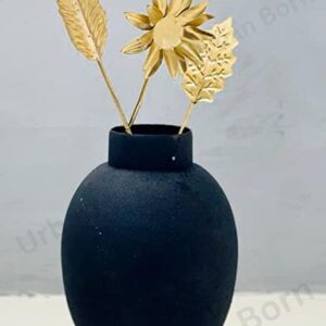 Urban Born Metal Flower vase for Home Decor and Living Room Vintage Decor Antique Decor and vase for Home décor |Textured Black (Small)