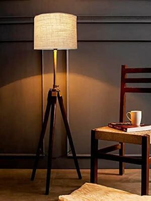 Vintage Style Tripod Floor Lamp With Brown Wooden Tripod Floor Lamp Nautical Floor Home & Living Room Decor lamp Shade Decor Decor