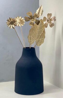 Urban Born Metal Flower vase for Home Decor and Living Room Vintage Decor Antique Decor for Home décor (12 x 5 x 18 cm) Textured Black Finish