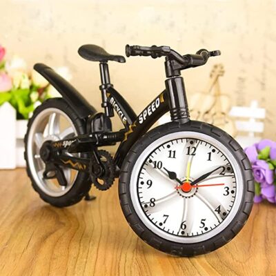 Emerge Plastic Miniature Bicycle Shape Wake Up Time Display Alarm Clock (Black, 14.5 x 25 x 1.5 cm)