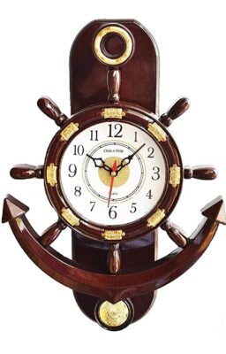 Click n ship Pendulum Plastic Wall Clock for Home (Size 36cm 27cm 7cm) (Brown, Small) (Brown)