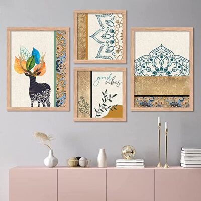KOTART Paintings Set of 4 Framed Paintings for Wall Decoration, Bedroom - Framed Wall Posters/Paintings for Living Room with Frame - Big Size Wall Paintings/Hangings - Framed Wall Décor