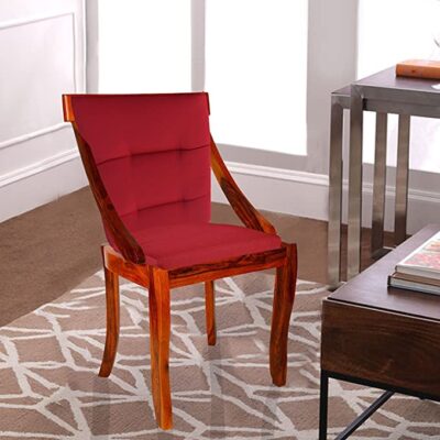 Shilpi Wooden Arm Chair with Cushions(Natural Teak) - Indian Sheesham Wood with Special PU Polish