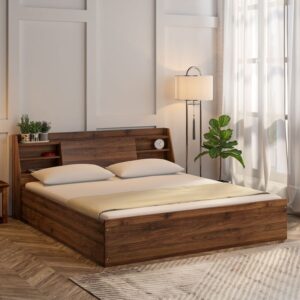 Akasuki King Size Bed In Walnut Finish