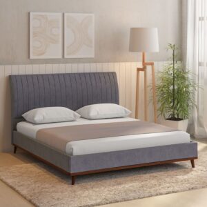 Alonso Upholstered King Size Bed in Dark Grey Colour