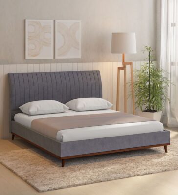 Alonso Upholstered King Size Bed in Dark Grey Colour