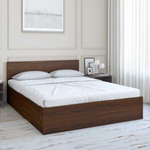 Arthur Queen Size Bed with box storage in Walnut Finish