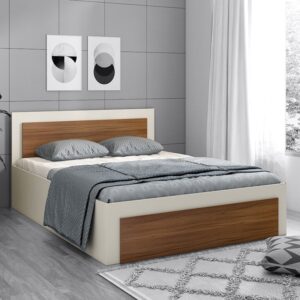 Dimora Queen Size Bed with Hydraulic Storage in Frosty White Colour