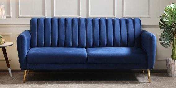 Fidel 3 Seater Velvet Sofa In Royal Blue Colour