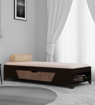 Kaze Single Bed With Box Storage In Wenge Finish