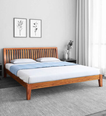 Luxurious Queen Size Wooden Bed In Brown Colour