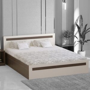 Maltein Queen Size Bed with Storage in Wenge & White Finish