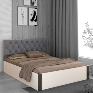 Orbit Queen Size Bed With Hydraulic Storage in Frosty White Finish