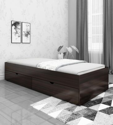 Rhino Single Bed With Drawer Storage Dark Wallnut Finish