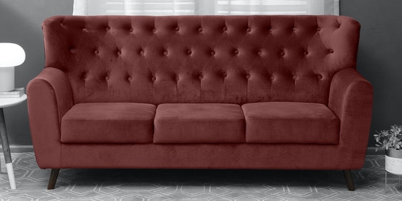 Wiltshire 3 Seater Velvet Sofa In Wine Red Colour